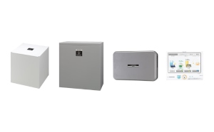 シャープが発売するクラウド蓄電池システム。左からリチウムイオン蓄電池本体(屋内設置用)<JH-WB1401>(屋外設置用)<JH-WB1402>
ハイブリットパワーコンディショナ<JH-42EM2P>
マルチエネルギーモニタ<JH-RWL6V> シャープが発売するクラウド蓄電池システム。左からリチウムイオン蓄電池本体(屋内設置用)<JH-WB1401>(屋外設置用)<JH-WB1402>
ハイブリットパワーコンディショナ<JH-42EM2P>
マルチエネルギーモニタ<JH-RWL6V>