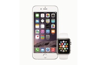 ソフトバンクは29日、「Apple Watch デビューキャンペーン」の対象機種を拡大して3月31日まで再開する。写真は、iPhone 6とApple Watch（写真提供：アップル）