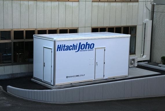 日立情報システムズが公開した、湘南センタに設置のコンテナDC第1号モデルの写真