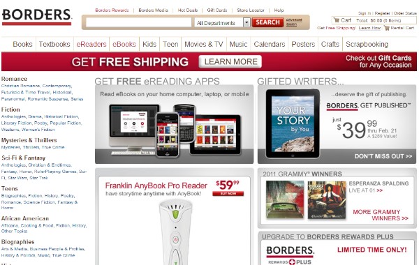 ボーダーズ・グループが運営するオンラインストア「Borders.com」