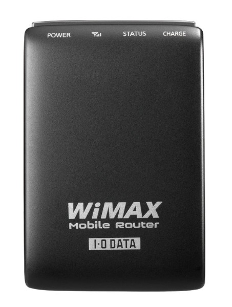 アイ・オー・データ機器のコンパクトサイズWiMAXルーター「WMX-GWMR 」、正面から。
