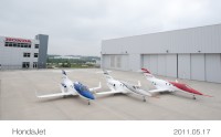 HondaJet (左から順にコンセプト実証機、量産型初号機、量産型3号機)(ホンダ提供)