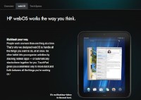タブレット端末「TouchPad」の製品紹介サイト内で「webOS」の機能を解説するページ。