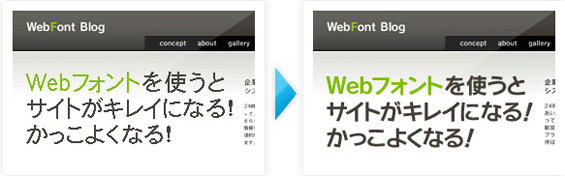 Webフォントサービス「FONT+（フォントプラス）」を利用した際のイメージ。