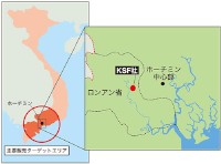 双日と協同飼料が設立したベトナムで配合飼料の生産・販売を行う新会社「双日協同飼料会社」の周辺図。