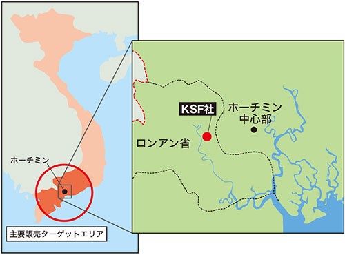 双日と協同飼料が設立したベトナムで配合飼料の生産・販売を行う新会社「双日協同飼料会社」の周辺図。
