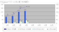 ネットマーケティングが公開したFacebookページ「いいね！」数の月次推移を示すグラフ。