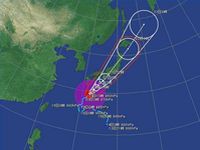 台風15号の進路予想（20日12時発表）　（画像提供：日本気象協会）
