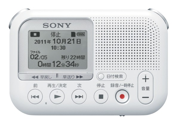 ソニーが10月21日に発売するメモリーカードレコーダー「ICD-LX30」。「録音」「再生」「検索」の操作が簡単にでき、テープレコーダーのような感覚で使えるという（写真提供：ソニー）