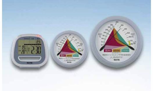 季節性インフルエンザ予防温湿度計3機種、左から「TT－549」、「TT－547」、「TT－548」（写真提供：タニタ）
