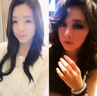 韓国の女優ホン・スアが化粧前と化粧後の写真を公開して話題になっている。写真=ホン・スアのツイッター
