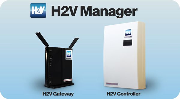 「H2V Manager」： 左「H2V Gateway（専用ルーター）」 右「H2V Controller（通信機能付きピークカットコントローラー）」 （画像提供：トヨタ自動車）