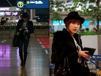 女優チョン・ユミが、ドラマ「千日の約束」の日本プロモーションのため、9日の午前6時に仁川国際空港に姿を表し、ブラックで統一された抜群のファッションセンスを見せた。
