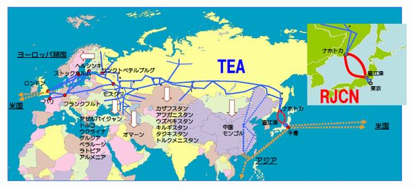 RJCN～TEAによる欧州～アジア間ケーブルネットワーク（画像：KDDI）