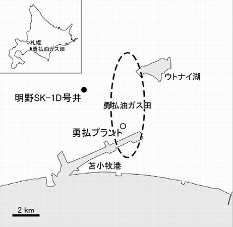 試掘井「明野SK-1D号井」位置図（画像：石油資源開発）