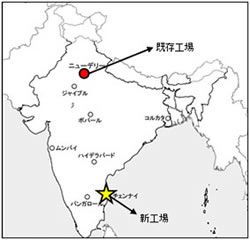 インディア・ヤマハ・モーター「新工場」の位置図（画像：ヤマハ発動機）