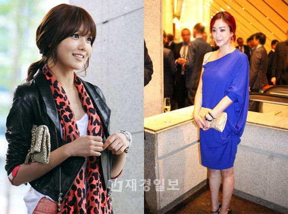 少女時代のスヨンと女優チョン・リョウォンが、同じクラッチバッグを違うスタイルで披露した。
