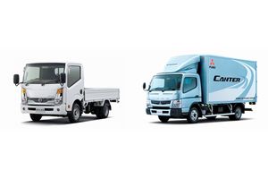 アトラスF24（左）とキャンター（右）（画像：日産自動車）