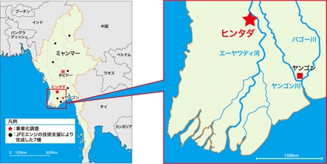 計画地点およびJFEエンジニアリングの橋梁実績地図（画像：JFEエンジニアリング）