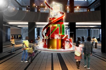 渋谷ヒカリエが初のクリスマス！色とりどりに輝くギフトボックスの「ヒカリノツリー」が登場