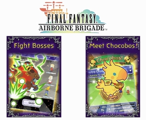 英語版「FINAL FANTASY AIRBORNE BRIGADE」ロゴとイメージ　(C)SQUARE ENIX CO., LTD.　(C)DeNA Co., Ltd.