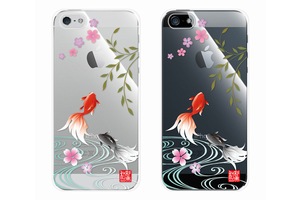 花をテーマとした和風デザインのiPhone5用ハードケース『和彩美「ふるる」：iPhone5用堅装飾カバー透』