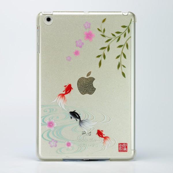 花をテーマとした和風デザインのiPad mini用ハードケース『和彩美「ふるる」：iPad mini用堅装飾カバー透』