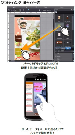アートスパークホールディングスの子会社エイチアイは、スマートフォンで動くアプリの試作品を、スマホアプリ開発に関する知識や技術がなくても簡単に作成できるツール「エックスビーンズ　プロトタイピング」を４月１５日に販売開始すると発表した。