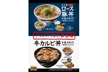吉野家、｢ねぎ塩ロース豚丼」と「牛カルビ丼」を新発売（画像：吉野家ホールディングス）