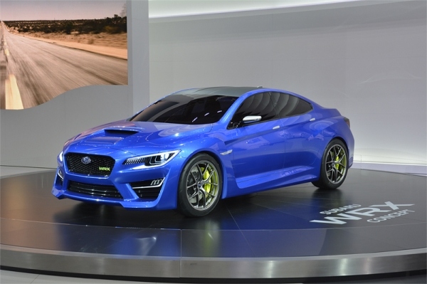 SUBARU WRX CONCEPT。ボディ色は「WRブルー・パールIII」で、タイヤ&ホイールは何と20インチ。