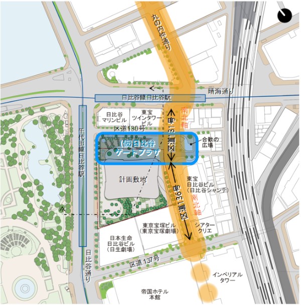 広場空間「日比谷ゲートプラザ」の位置を示す図