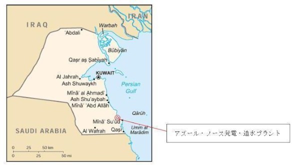 住友商事が公開したアズール・ノース発電・造水プラントの位置を示す図
