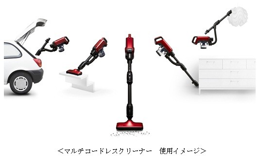 東芝ホームアプライアンスが発売するサイクロン式クリーナーの新製品「TORNEO V cordless」の使用イメージ