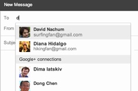 送信先としてGoogle+のユーザーが「Google+ connections」として表示される様子