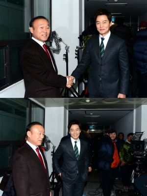 慶州市長が、KBS新週末ドラマ『本当に良い時代』の撮影現場をサプライズ訪問し、激励の言葉を送った。写真＝サムファネットワークス