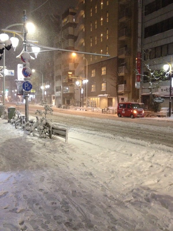 8日は、関東甲信で大雪となった。写真は都内新宿区、8日19時ごろ。