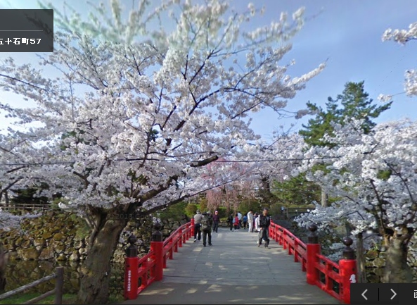 新しいGoogle マップで見ることができる弘前公園の360° パノラマ写真