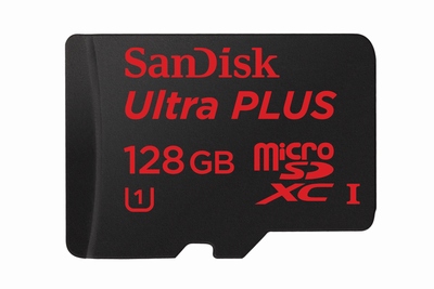 世界最大となる128GBの容量を持つ「サンディスク ウルトラ プラス microSDXC UHS-I カード 128GB」