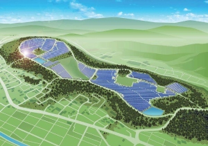 那須烏山上川井太陽光発電所の完成予想パース