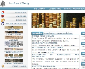 NTTデータはバチカン図書館で所蔵されている手書き文献をデジタル化する契約を締結した。写真はバチカン図書館のWebサイト。