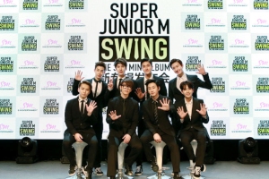 ミニアルバム『SWING』でカムバックしたSUPER JUNIORのユニット、SUPER JUNIOR-Mが中国でカムバック記者会見を行った。写真＝SMエンターテインメント