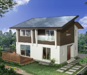 太陽光パネルを標準搭載した環境配慮型住宅「BREATH Gran roof」のイメージ。
