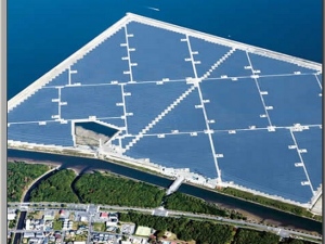 大分ソーラーパワーの概観。年間予想発電電力量は一般家庭約3万世帯分に相当する8700万kWhだ。 大分ソーラーパワーの概観。年間予想発電電力量は一般家庭約3万世帯分に相当する8700万kWhだ。