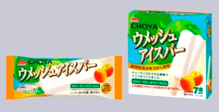 森永乳業がチョーヤ梅酒と初めてコラボレーションした「チョーヤウメッシュアイスバー（1本入り、7本入り）」