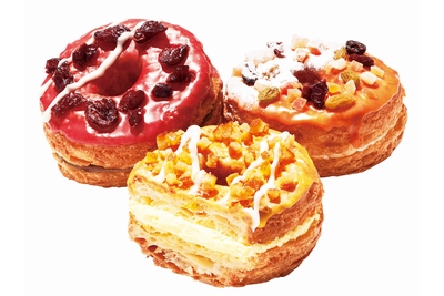 ミスタードーナツは、新商品の「ミスタークロワッサンドーナツフルーツ」3種類を11日に発売した。