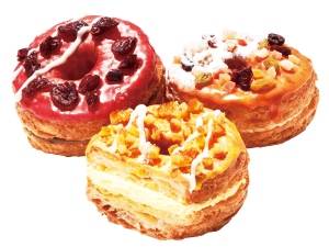 ミスタードーナツは、新商品の「ミスタークロワッサンドーナツフルーツ」3種類を11日に発売した。