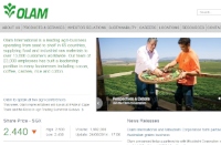三菱商事はシンガポールの農産物商社OLAM社から、豪州穀物会社OGA社の株式80％を取得して子会社化する。写真は、OLAM社のWebサイト。