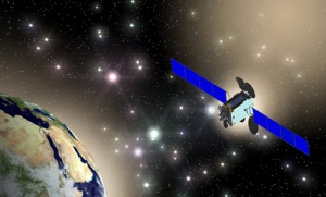 三菱電機がカタールの国営衛星通信事業者から受注した通信衛星「Es'hail 2」のイメージ（三菱電機の発表資料より）