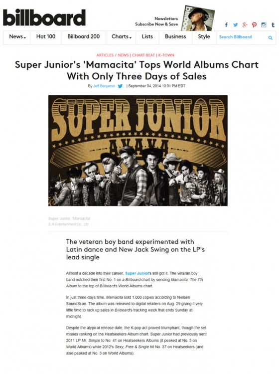 SUPER JUNIORの7枚目のアルバム『MAMACITA』の魅力を米ビルボード誌が分析した。