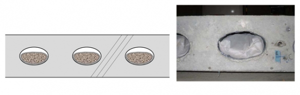 振動低減中空コンクリート板の図と写真（大成建設の資料より）